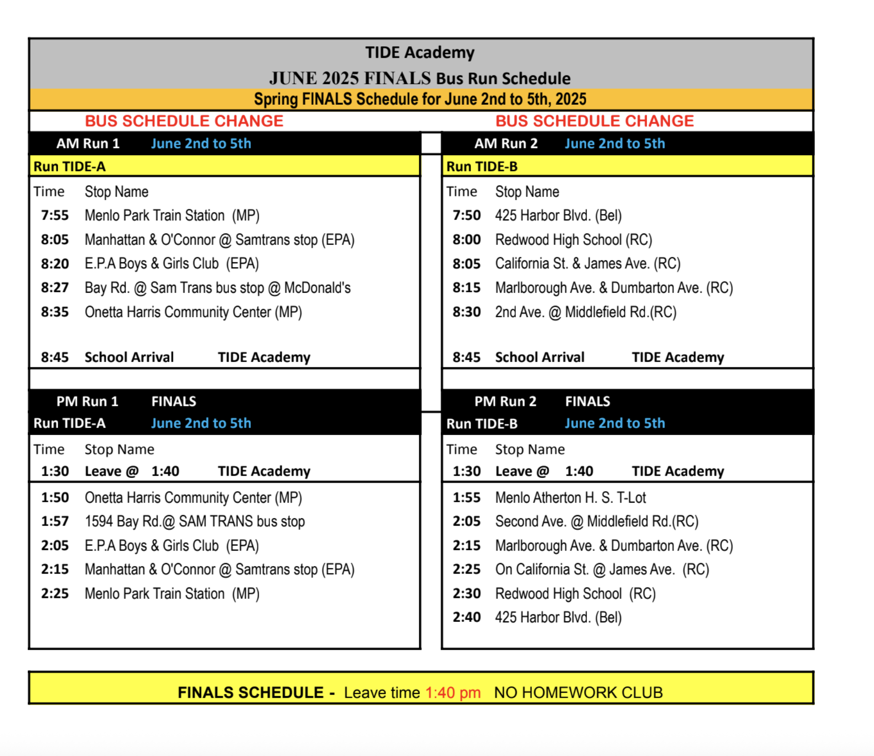 Bus Schedule