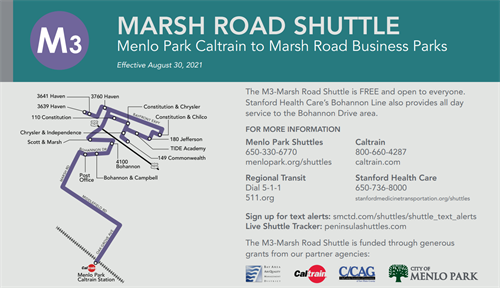 Marsh Road Shuttle stops at TIDE Academy